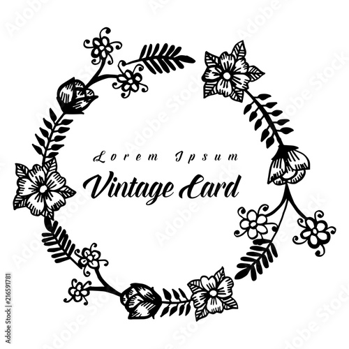 Floral frame vintage card design hand draw vector illustration
