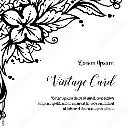 Vintage greeting card with floral hand draw vector illustration