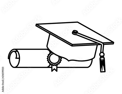 hat graduation with diploma vector illustration design