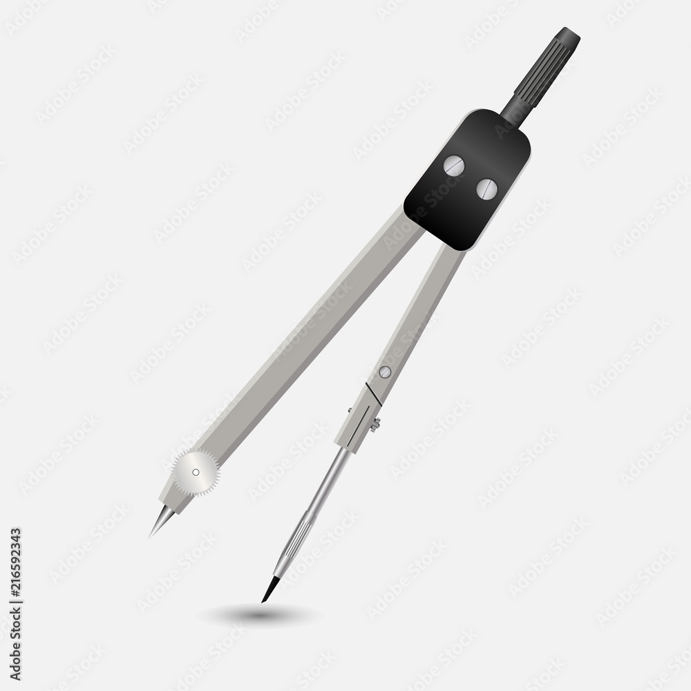 Realistic vector drawing compass Realistic vector drawing compass