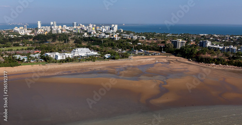 An aerial photo of Darwin, the capital city of the Northern Territory of Australia from Mindil Beach showing casino