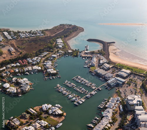 Fényképezés An aerial photo of Cullen Bay, Darwin, Northern Territory, Australia showing mar