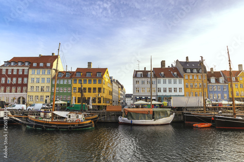 Copenhagen city skyline at Nyhavn harbour  Copenhagen Denmark