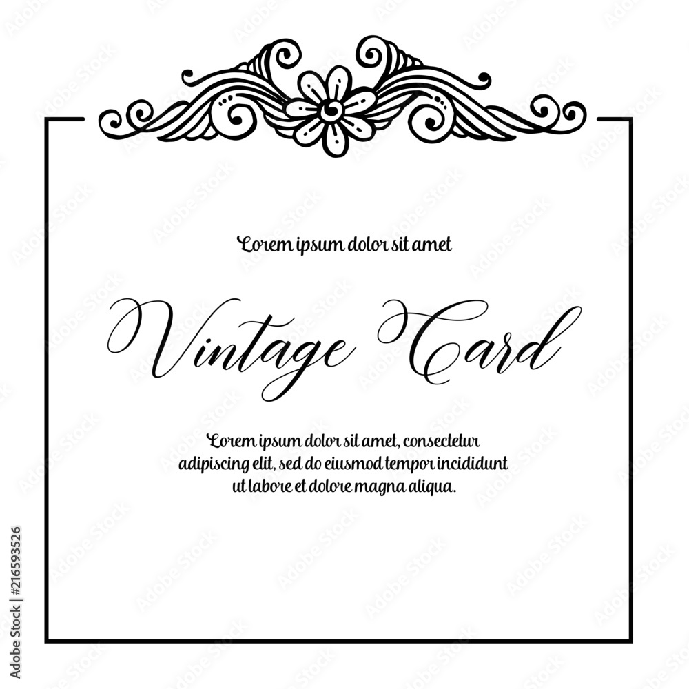 Floral vintage card template design collection vector illustration