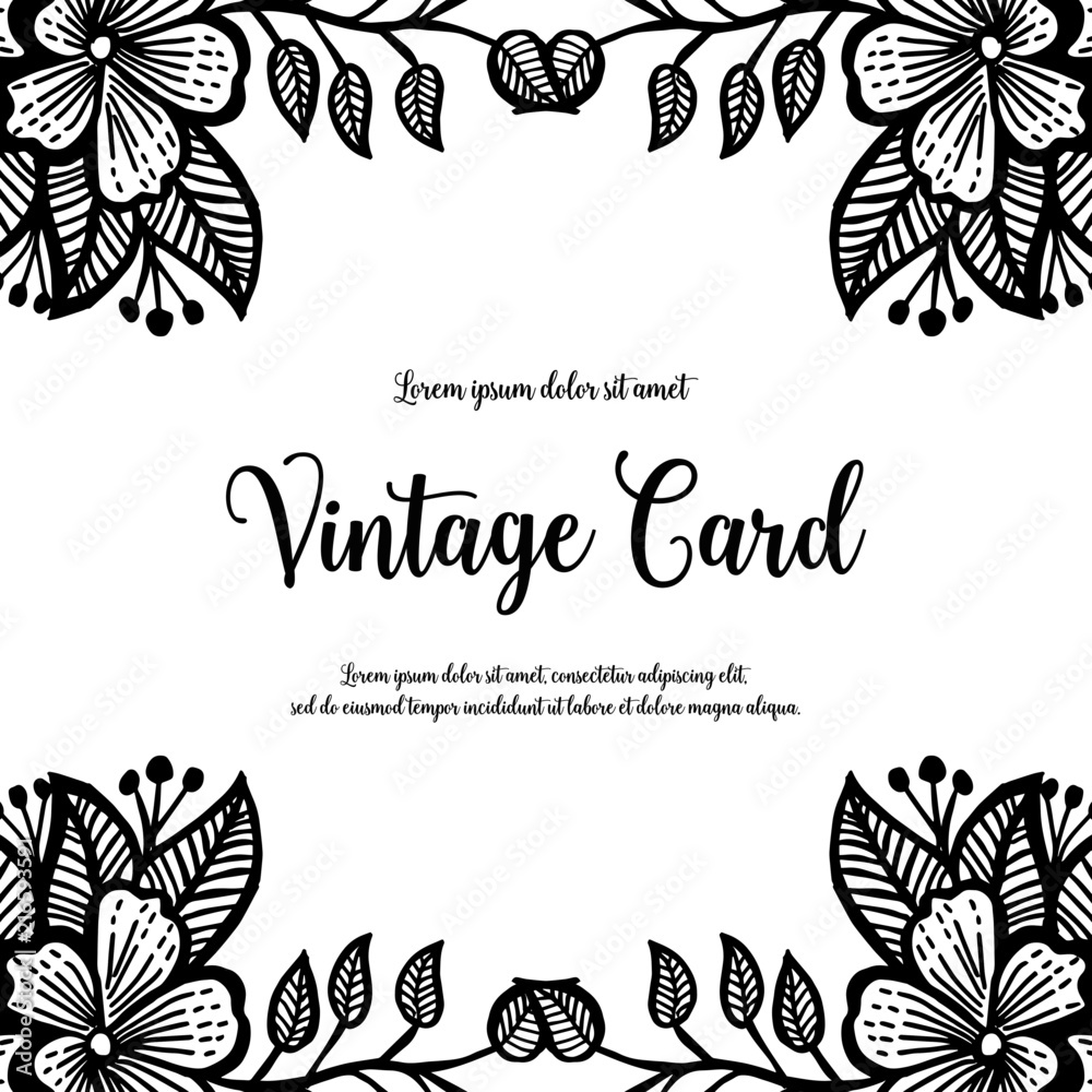 Vintage card greeting card with flower vector illustration