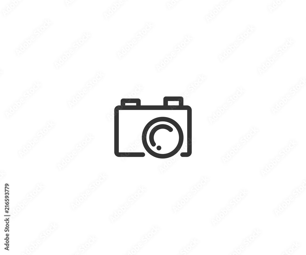 camera flat icon design. line art logo vector