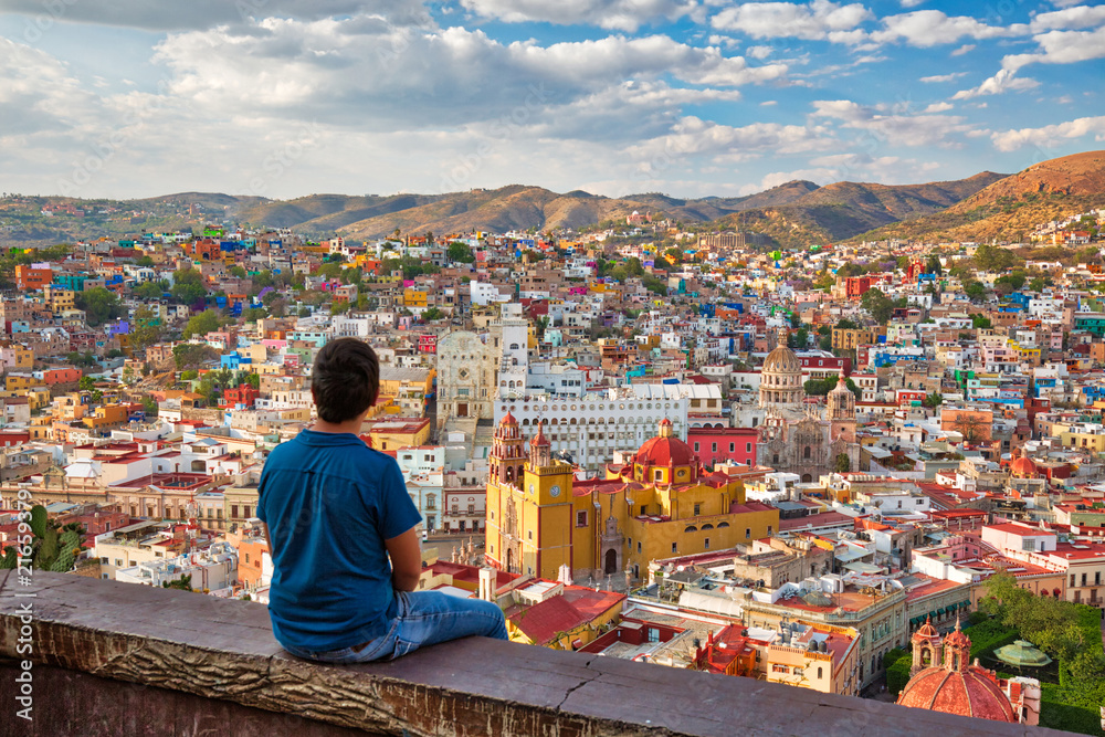 Guanajuato, scenic city lookout near Pipila - obrazy, fototapety, plakaty 