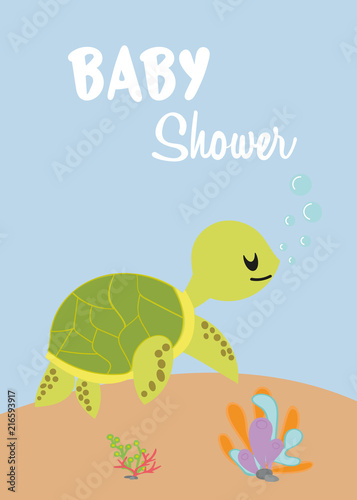 baby shower card with turtle.