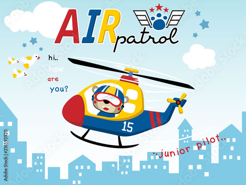 Vector illustration of funny helicopter pilot cartoon