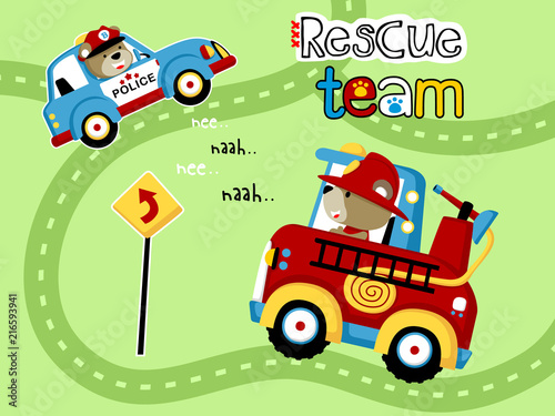 Vector illustration of rescue team cartoon