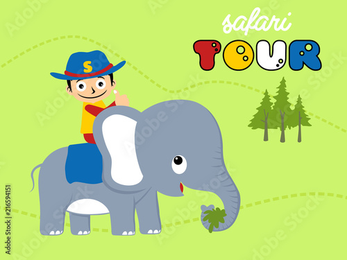 vector cartoon of safari tour 