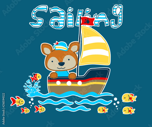 Fototapeta Naklejka Na Ścianę i Meble -  Vector illustration of sailing with funny animals cartoon
