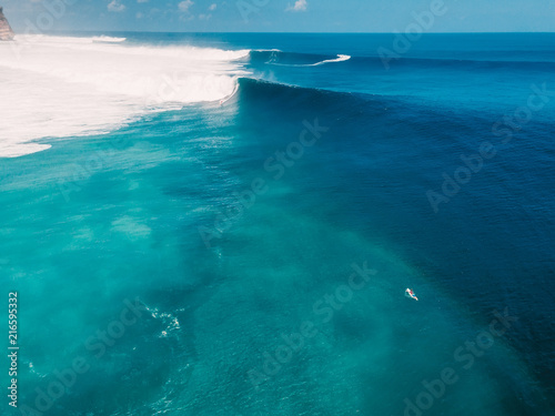 Aerial shooting of big wave surfing. Big waves in ocean