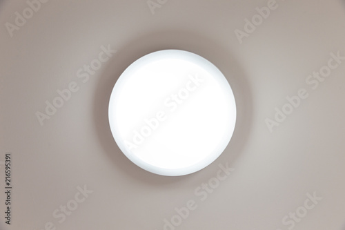 circle downlight or ceiling light bottom view. photo