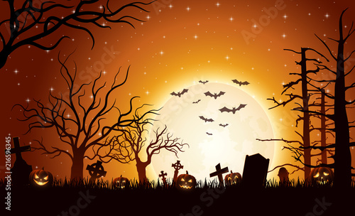 Halloween background with pumpkins