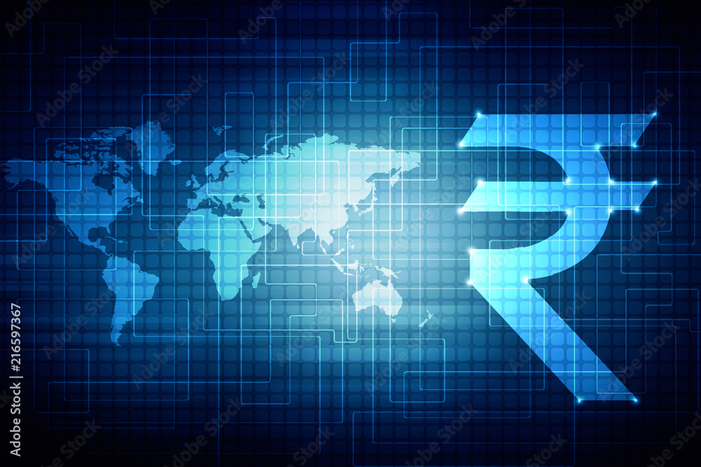 Rupee currency . 2D rendering illustration