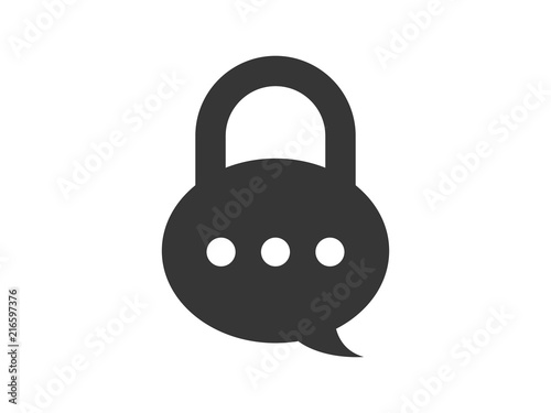 Secured Message Conversation Protect Encrypted Safety Bubble Chat Vector Icon Lock