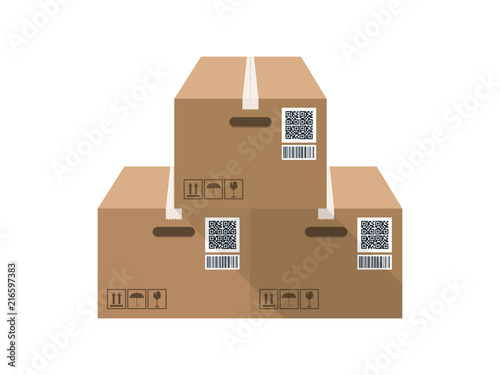 Delivery cardboard boxes isolated on white background. carton packaging box illustration Icon Vector