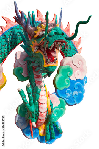 Chinese dragon statue on white background. © nikonlike