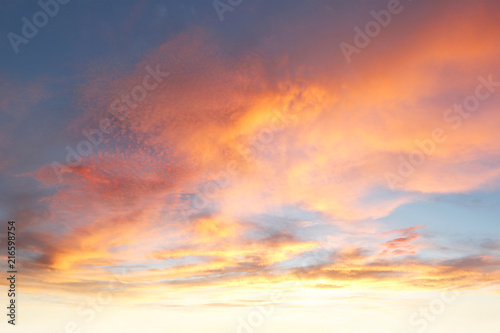 Fototapeta Naklejka Na Ścianę i Meble -  Sunset or sunrise orange clouds sky