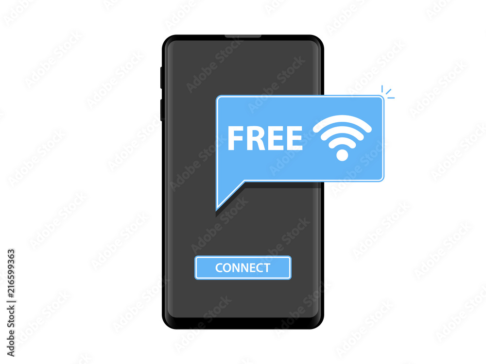 Free Wifi On Mobile Phone Icon Illustration Vector Free Wifi On Mobile Phone Icon Illustration Vector