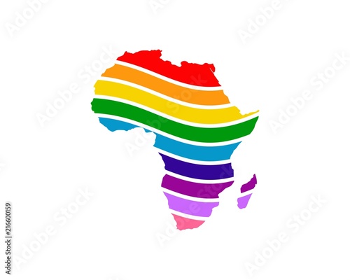 africa swoosh silhouette rainbow map