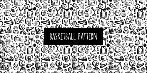 Basketball seamless pattern, sketch for your design
