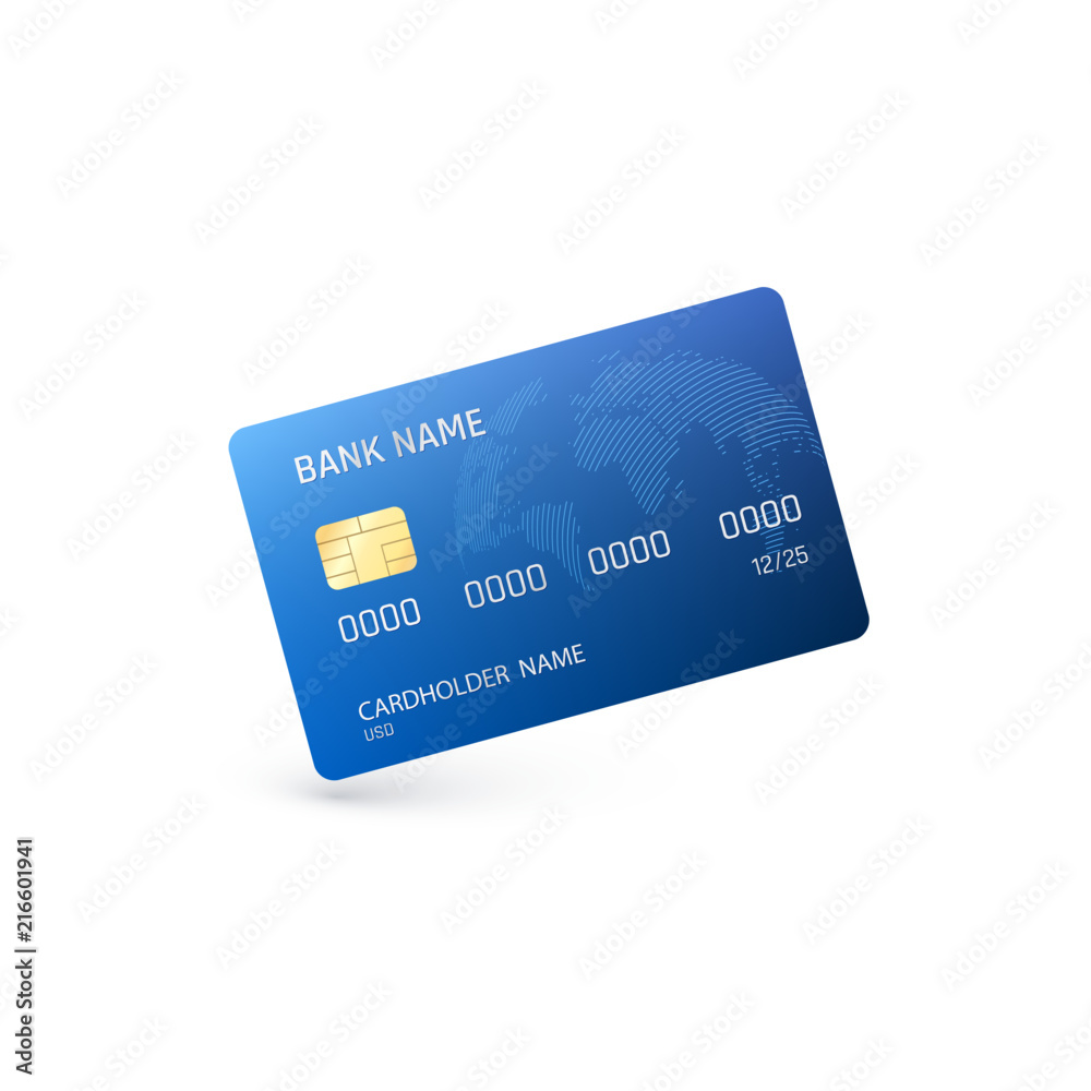 Blue Credit Card. Template of credit card. Vector illustration isolated on white background Blue Credit Card. Template of credit card. Vector illustration isolated on white background