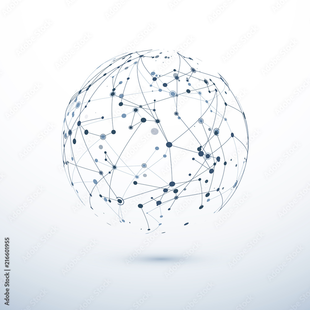 Global network icon. Abstract structure of worldwide web. Sphere with nodes and connections. Vector illustration Global network icon. Abstract structure of worldwide web. Sphere with nodes and connections. Vector illustration
