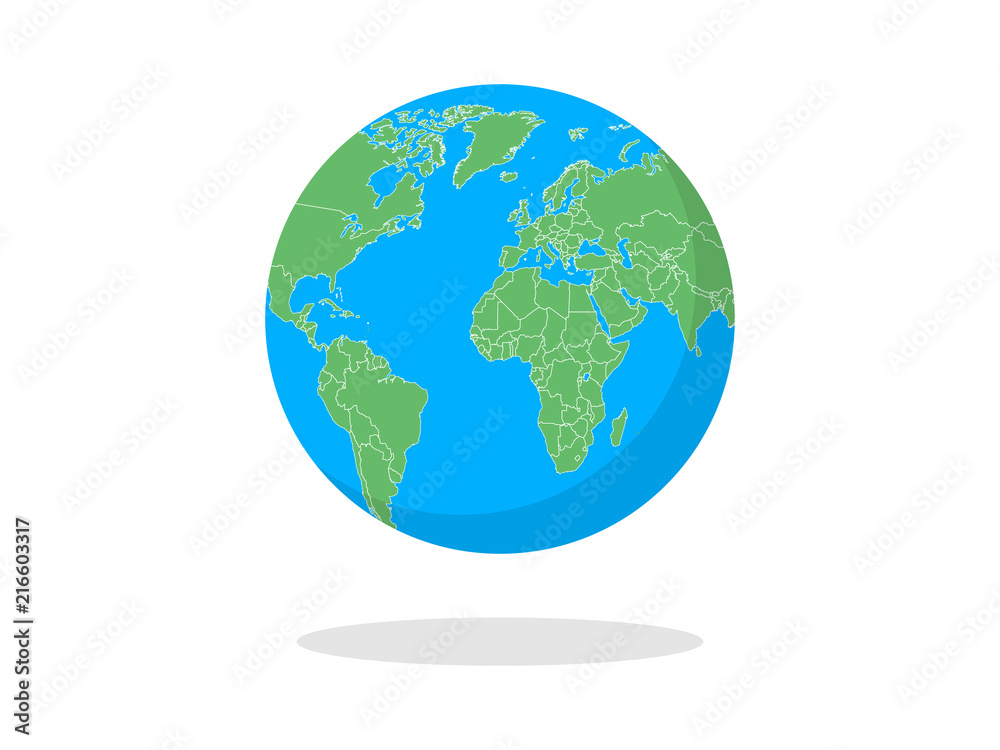 Earth globes isolated on white background. Flat planet Earth icon Vector