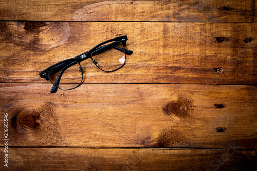 Glasses on wood textures backgrounds