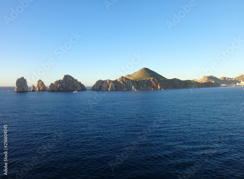 Scene of Cabo San Lucas from a cruise ship. Baja California, Mexico.