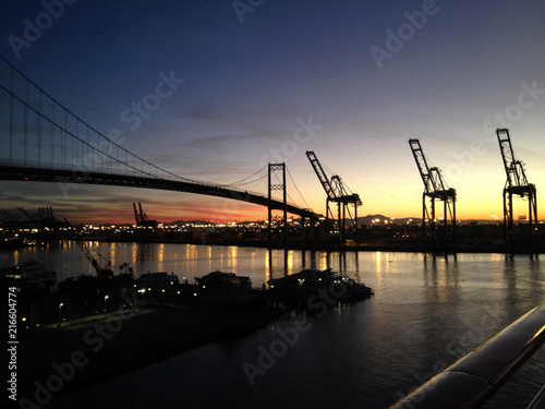 Entering Los Angeles terminal Island via cruise ship, USA.