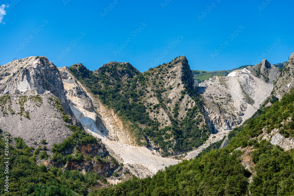 Apuan Alps (Alpi Apuane) with the marble quarries. Tuscany, Italy, Europe 