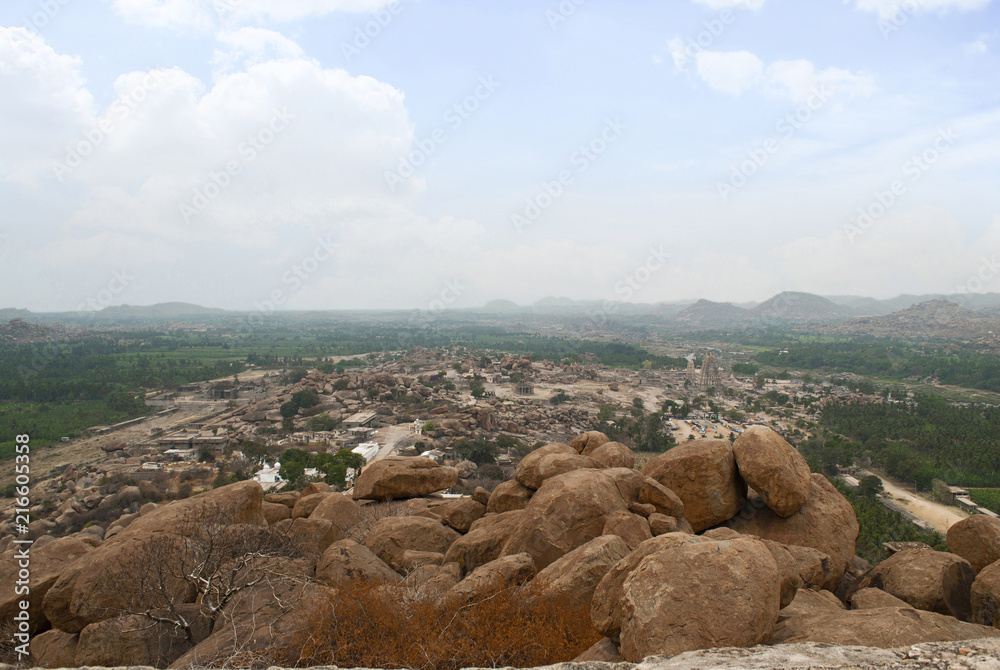 Arieal view of Hampi from the east side of Matanga Hill top, Hampi ...