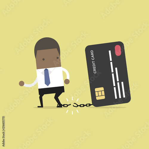 African businessman breaks free from the chain to bank credit card.