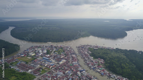 Aerial view of Fishermen village in Kuala Spetang Malaysia photo