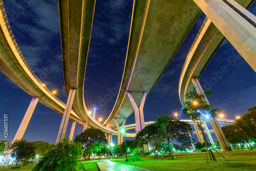 uprisen angle view of expressway in night time 
