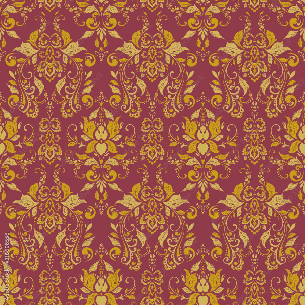 Vector floral wallpaper. Classic Baroque floral ornament. Seamless vintage pattern