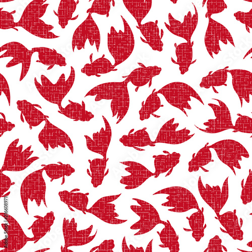 和柄,泳ぐ金魚,