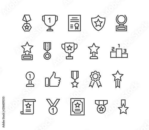Simple Set of Trophy Awards Related Vector Line Icons. Editable Stroke. 48x48 Pixel Perfect.