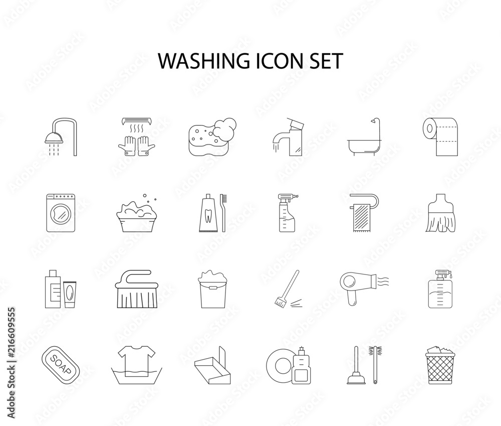 Line icons set. Washing pack. Vector illustration Line icons set. Washing pack. Vector illustration
