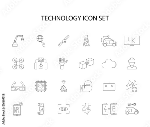 Line icons set. Technology pack. Vector illustration	