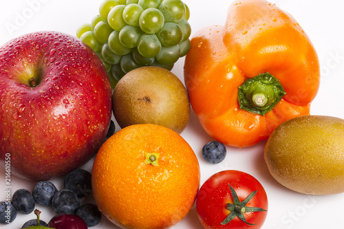 many variety fresh fruits on the wood table  grey background.