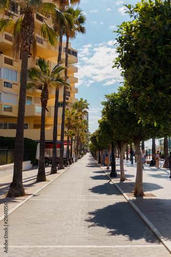 Marbella, Spain - May 4, 2018:Bike Lane. View of the Marbella resort city. Province of Malaga, Andalusia, Costa del Sol. Southern Spain photo