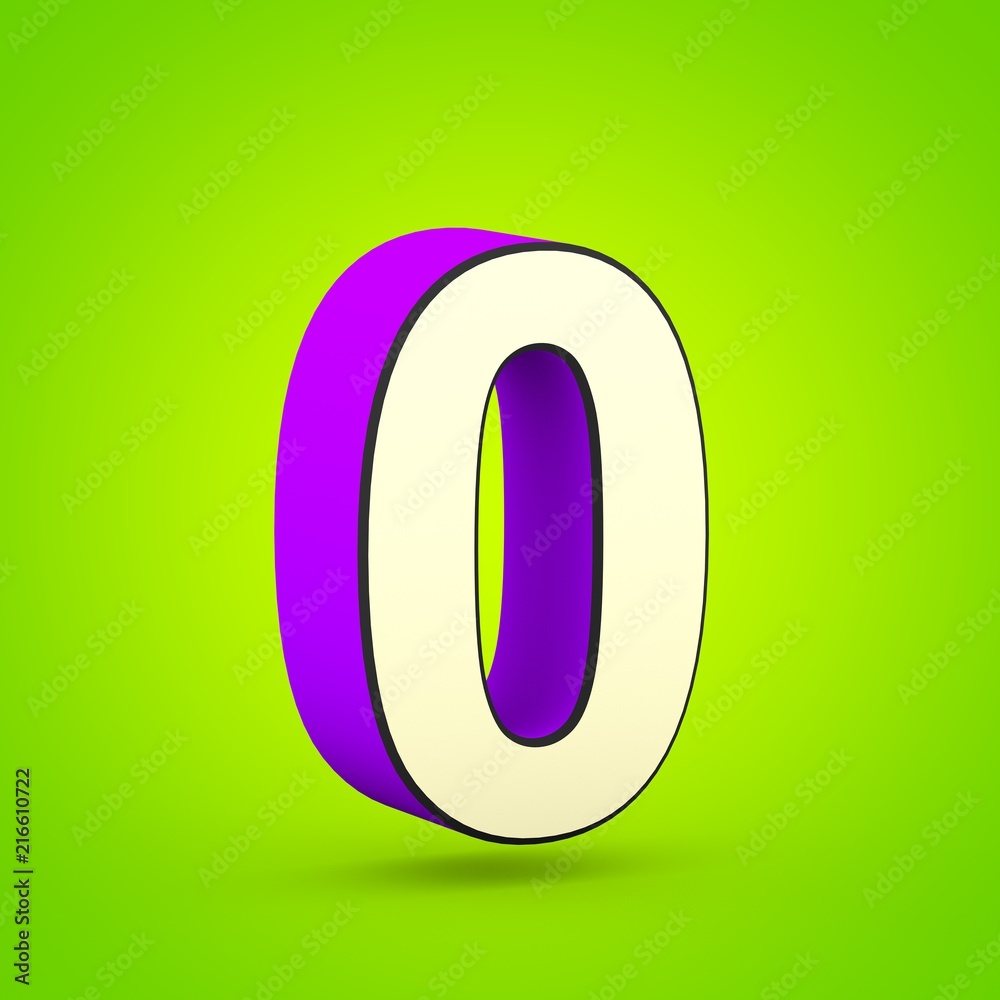 Superhero violet and beige number 0 isolated on lime background. Superhero violet and beige number 0 isolated on lime background.