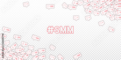 Social media icons. Social media marketing concept. Falling counter comment friend notification. Wid