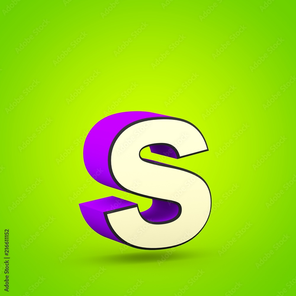 Superhero violet and beige letter S lowercase isolated on lime background. Superhero violet and beige letter S lowercase isolated on lime background.