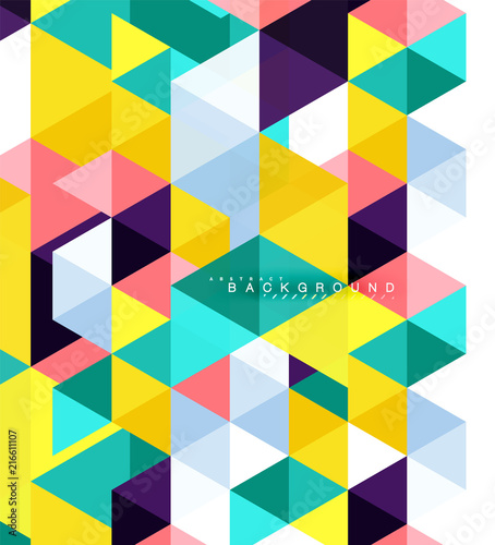 Multicolored triangles abstract background, mosaic tiles concept