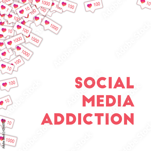 Social media icons. Social media addiction concept. Falling gradient like counter. Extra abstract le
